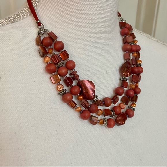 Red Jasper Layered Beaded Necklace - Picture 2 of 7